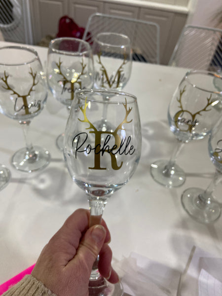 Personalised Christmas stag  glass decal