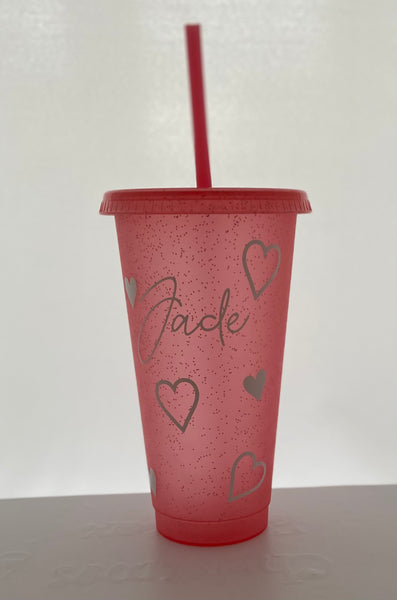 Personlised cup sticker with Hearts