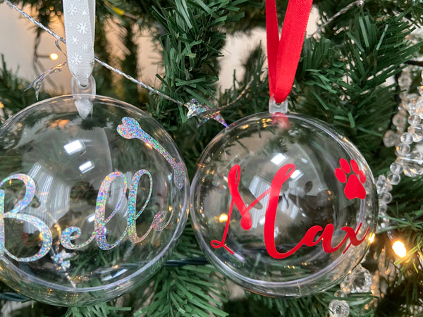 Personalised fillable  Pet Christmas bauble