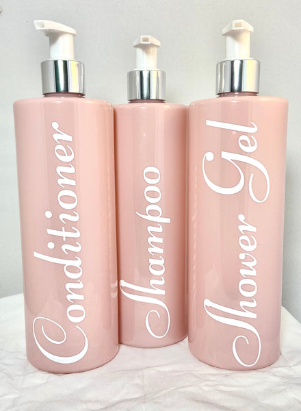 Personalized  Pink and silver  500ml  pump bottle