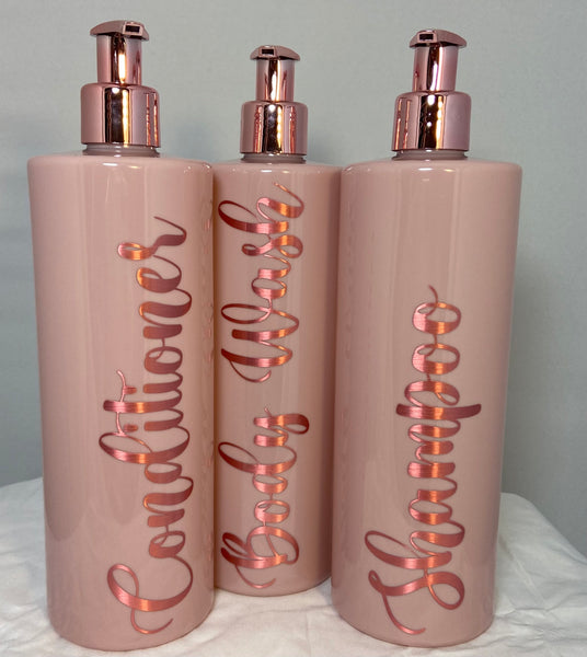 Personalized  Pink and Rose gold 500ml  pump bottle
