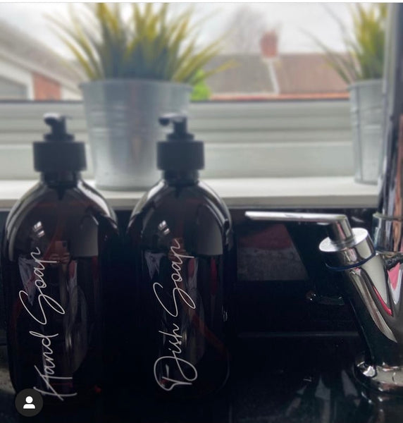 Personalised Amber 500ml dispenser bottle