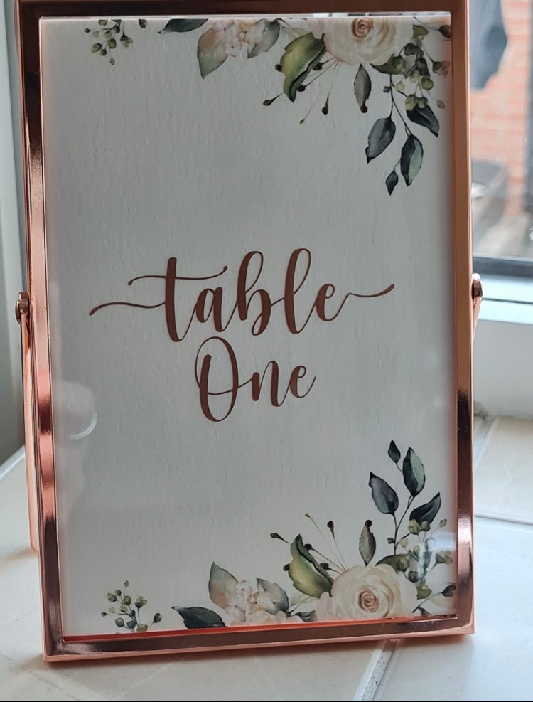 Wedding table numbers or names