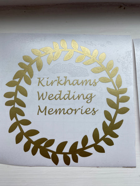 Wreath with wording for memory box, books